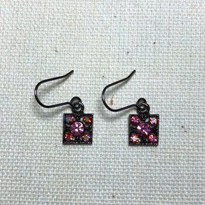 Pink Crystal Square Earrings